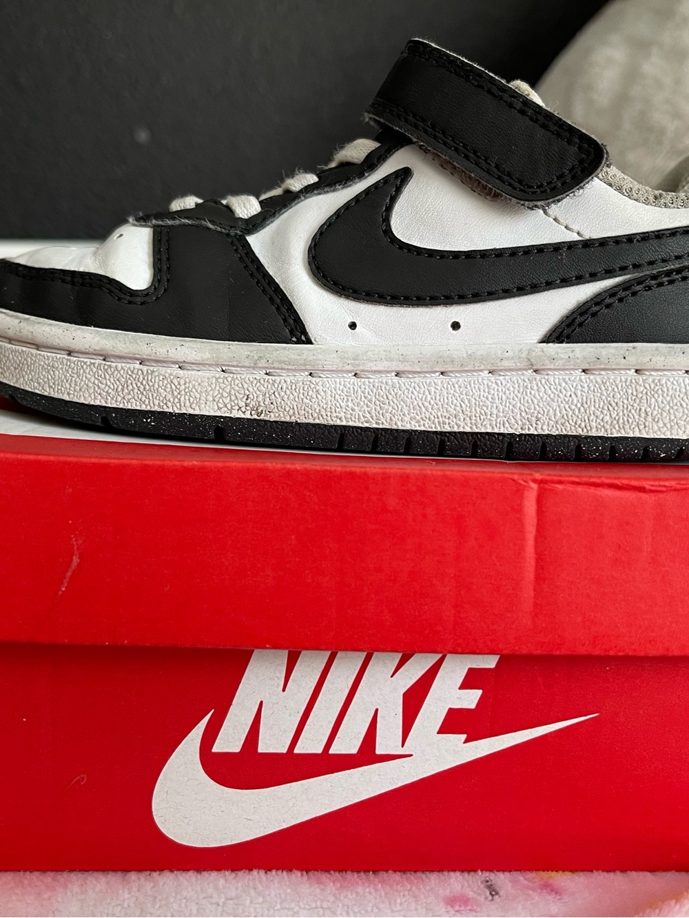 Nike Kids Black and White Court Borough Low Sneakers